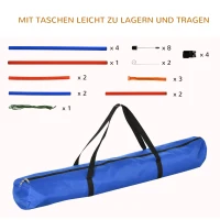PawHut Hunde-Agility-Trainingsgeräte, Agility-Übungs-Set, Hund Agility Set, Slalom-Hürden-Sprungring für Hunde, 3 in 1 Hundesport Trainingsplatz, Blau+Rot(m-7)