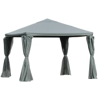 Outsunny 3 x 3(m) Aluminium Garden Gazebo Canopy Party Tent with Netting and Curtains for Lawn, Backyard and Deck(m-1)