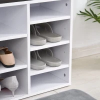 HOMCOM Multi-Storage Shoe Rack w/ 14 Compartments Cushion Moving Shelves Solid Frame Foot Pads Home Office Tidy Organisation Boots Trainers White(m-8)