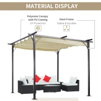 Outsunny 3 x 3(m) Metal Pergola with Retractable Roof, Garden Gazebo Metal Pergola Canopy. Outdoor Sun Shade Shelter for Party BBQ, Beige(m-4)