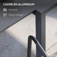Outsunny Table de jardin rectangulaire extensible jusqu'à 6 personnes en aluminium dim. 80/160L x 80l x 75H cm gris anthracite(m-5)