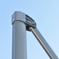 Outsunny 3 x 3(m) Cantilever Parasol with Cross Base, Garden Umbrella with 360° Rotation, Crank Handle and Tilt for Outdoor, Patio, Grey(m-9)