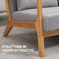 HOMCOM Divano 2 Posti Moderno in Legno con Cuscini, Seduta Imbottita e Tessuto Effetto Velluto, 122x80x72 cm, Grigio(m-5)