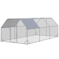 PawHut Gallinero para Exterior Grande 2,8x5,7x2 m Jaula de Gallinas de 3 Habitaciones Cubierta de Tela Oxford Anti-UV Plata(m-10)