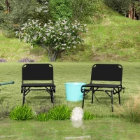 Outsunny Set da 2 Sedie Pieghevoli Multifunzione da Campeggio, Telaio in Metallo e Tessuto Oxford, Nero(m-7)