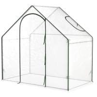 Outsunny Foliengewächshaus, begehbar, Dachfenster, aufrollbare Tür, rostfreier Metallrahmen, 180 x 100 x 168 cm, Transparent
