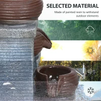 Outsunny Solar Powered Garden Water Feature with LED Lights and Pump, 4 Tier Cascading Water Fountain for Indoor/Outdoor, Bowls Waterfall Ornament, 58cm Height(m-7)