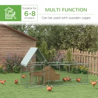PawHut Walk In Chicken Run Chicken Coop, Large Poultry Cage Hen House for 6-8 Chickens Outdoor w/ Water-Resist Cover 302 x 107 x 172cm(m-5)