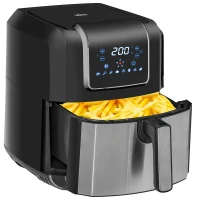 HOMCOM Friggitrice ad Aria 8 in 1 da 6.5 Litri 1700W, con 12 Programmi, Accessori e Schermo LED Nera(m-1)