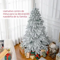 HOMCOM Árbol de Navidad Artificial Nevado 180 cm con 627 Ramas y Soporte de Metal Árbol de Navideño para Salón Verde y Blanco(m-4)