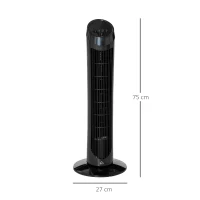 HOMCOM Tower Fan for Bedroom Cooling, 30 Inch Electric 70° Oscillating Fan with 3 Speed Settings, Standing Floor Fan for Home Office Indoor, Black(m-3)