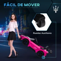 AIYAPLAY Coche Eléctrico para Niños de +3 Años Maserati GT2 con Mando a Distancia Faros LED Bocina Música Ruedas Auxiliares Rosa(m-5)