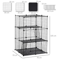 PawHut Pet Playpen DIY Small Animal Cage Enclosure Metal Wire Fence 39 Panels with 3 Doors 2 Ramps for Kitten Bunny Chinchilla Pet Mink Black(m-3)