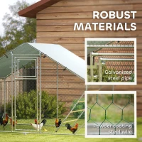 PawHut Walk-in Chicken Run w/ Cover, Feeding Door, Hanging Feeder, Perch, for 6-8 Poultry(m-6)