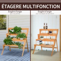 Outsunny Étagère échelle à Fleurs en Bois Étagère à Fleurs Supports de Pots Porte Plante en Bois 4 niveaux pour Intérieur Balcon Jardin Terrasse Bois Sapin pré-huilé(m-5)