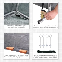 Outsunny Foliengerätehaus, Gerätehaus im Garten, Foliengarage, Galvanisierter Stahl, PE, Grau 2 x 2 x 1,95 m(m-5)