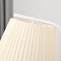 HOMCOM Lámpara de Pie Lámpara de Lectura Moderna con Pantalla de Lino Plisada Interruptor de Pedal para Dormitorio Sala de Estar Ø25x165 cm Blanco y Crema(m-8)
