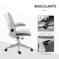 Vinsetto Silla Giratoria de Oficina Silla de Escritorio Basculante Altura Ajustable Reposabrazos Elevable 62,5x60x94-104 cm Gris(m-5)