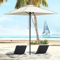 Outsunny 215cm Square Canopy Parasol, with Contrast Piping - Beige/Brown(m-2)