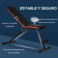 HOMCOM Banco de Pesas Plegable 2 en 1 Banco de Musculación de Acero con Altura Ajustable Respaldo Inclinable en 7 Posiciones para Entrenamiento en Hogar Gimnasio Carga 120 kg 116x43x56-116 cm Negro(m-5)