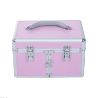 HOMCOM Maletín de Maquillaje Organizador Cosméticos Profesional Estuche para Maquillaje Caja de Belleza Portátil Varios Compartimientos 29x21x20cm Aluminio(m-10)