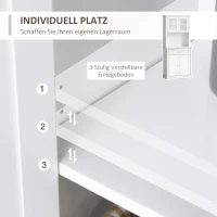 HOMCOM Küchenschrank mit Schublade, Hochschrank mit Glastüren und verstellbaren Ablagen, Küchenbuffet, Kommode, MDF, Spanplatte, 79 x 40 x 180 cm(m-5)