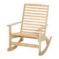 Outsunny Garten Schaukelstuhl Relaxsessel Gartenstuhl Schaukelsessel Bambus Sperrholz Natur 70 x 100 x 95,5 cm(m-10)