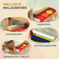 AIYAPLAY 3-in-1 Kindermalstaffelei, Kreidetafel, Whiteboard, Papierrolle, inklusive Zubehör, Kiefernholz, verstellbar(m-6)