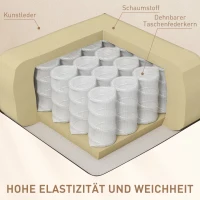 HOMCOM Massagesessel Elektrisch Relaxsessel Fernsehsessel Massagefunktion 5 Massage-Modi Liegefunktion Kunstleder Holz Metall Schaumstoff Cremeweiß 84 x 92 x 109 cm(m-6)