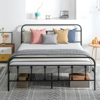 HOMCOM King Size Minimalistic Metal Bed Frame - Black(m-2)