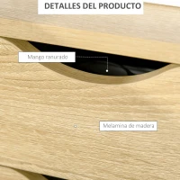 HOMCOM Mesa Auxiliar con 2 Cajones y Estantes de Almacenamiento Mesita de Noche con Marco de Metal 40x35x49 cm Natural(m-6)