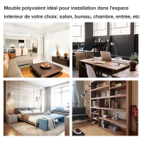 HOMCOM Meuble de rangement design scnadinave dim. 80L x 30l x 96H cm 4 niches placard 2 portes étagère tiroir coulissant bois massif panneaux particules blanc(m-4)