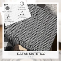 HOMCOM 3 Cestas de Almacenaje de Plástico Símil Mimbre con Tapa y Pestillo de Diferentes Tamaños para Decoración Gris(m-4)