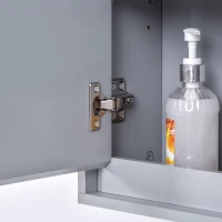 HOMCOM Armario de Baño con Espejo con 2 Puertas y Estante Ajustable Mueble Colgante de Baño para Aseo Estilo Moderno 48x14,5x45 cm Gris(m-8)