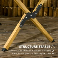 Outsunny Table de camping pique-nique jardin pliable en aluminium avec sac de transport - dim. 116L x 60l x 45H cm bois naturel(m-6)