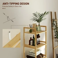 HOMCOM 5-Tier Bamboo Bathroom Storage Shelf, Freestanding Shelving Unit with Adjustable Rack for Kitchen Bathroom Living Room, Natural Wood Finish(m-6)