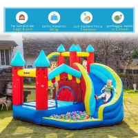 Outsunny Castello Gonfiabile 4 in 1 per Bimbi 3-8 Anni con Scivolo e Piscina, 290x270x230cm(m-5)