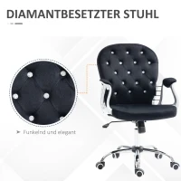 Vinsetto Bürostuhl, Knopfheftung, Samtoptik, höhenverstellbar, ergonomisch, bis 120 kg, Schwarz(m-7)