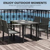Outsunny Outdoor Dining Set 5 Pieces Patio Conservatory with Tempered Glass Tabletop,4 Dining Chairs - Grey(m-4)