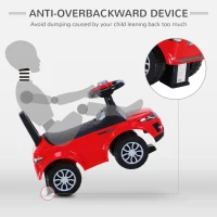 HOMCOM 3-in-1 Ride On Car Foot To Floor Slider Toddler w/ Horn Steering Wheel NO POWER Manual Under Seat Storage Safe Design for 1-3 Year Old Red(m-6)