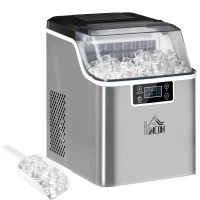 HOMCOM Eiswürfelmaschine Eiswürfelspender Ice-Maker 20kg/24h 2,3L Eiswürfelbereiter mit 3,2 L Wassertank, Silber(m-1)