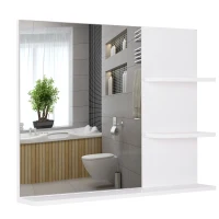 kleankin Espejo de Baño para Colgar en la Pared Espejo de Pared con 3 Estantes Incorporados 60x10x48 cm Blanco(m-10)
