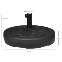 Outsunny Pied de parasol base de lestage à remplir de sable ou d'eau Ø 56 x 30,5H cm noir(m-3)