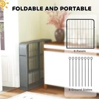 PawHut Eight-Panel Dog Playpen with Door, for Large Dogs, Indoors, Outdoors, 60cm Tall, Black(m-6)