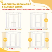 PawHut Cancellino per Cani Regolabile da 76-104 cm, Cancelletto di Sicurezza Alto 77 cm con 2 Estensioni, Bianco(m-4)