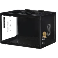 PawHut Terrario per Tartarughe di Terra e Rettili con Termometro 18-34℃, 60x40x40.5 cm, Nero(m-10)