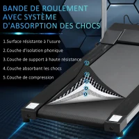 HOMCOM Tapis de course Fitness électrique pliable - 1 à 10 Km/h - écran LCD multifonctions - puissance 500 W - gris clair noir(m-7)