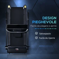 HOMCOM Tapis Roulant Elettrico Pieghevole Salvaspazio 550W, Velocità fino 14 km/h e 12 Programmi, Nero(m-4)