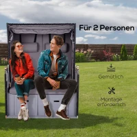 Outsunny Strandkorb für 2 Personen mit neigbarer Rücklehne Grau 118 x 79 x 150cm(m-5)