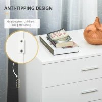 HOMCOM Chest of Drawers, 4 Drawers Storage Cabinet with Metal Rails, Anti-Tip for Playroom, Nursery Room, Hallway, etc(m-6)